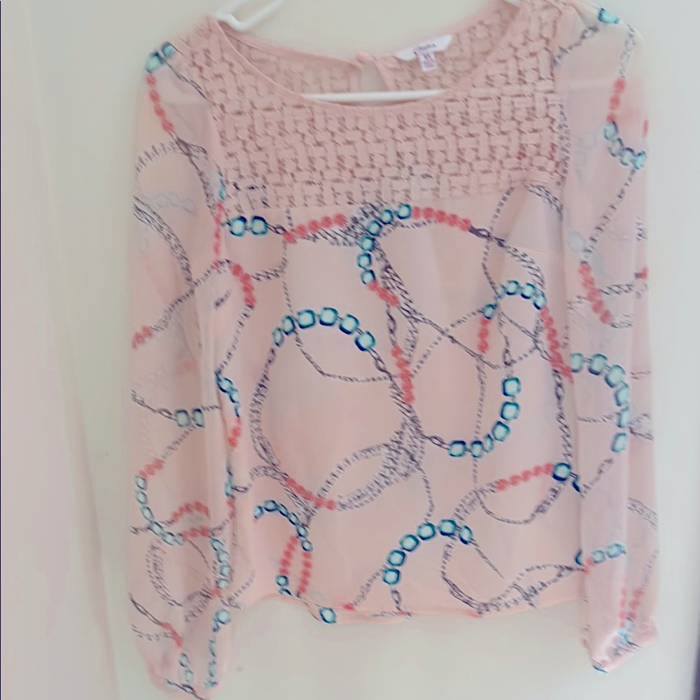 Candie's print Smocked lace Blouse